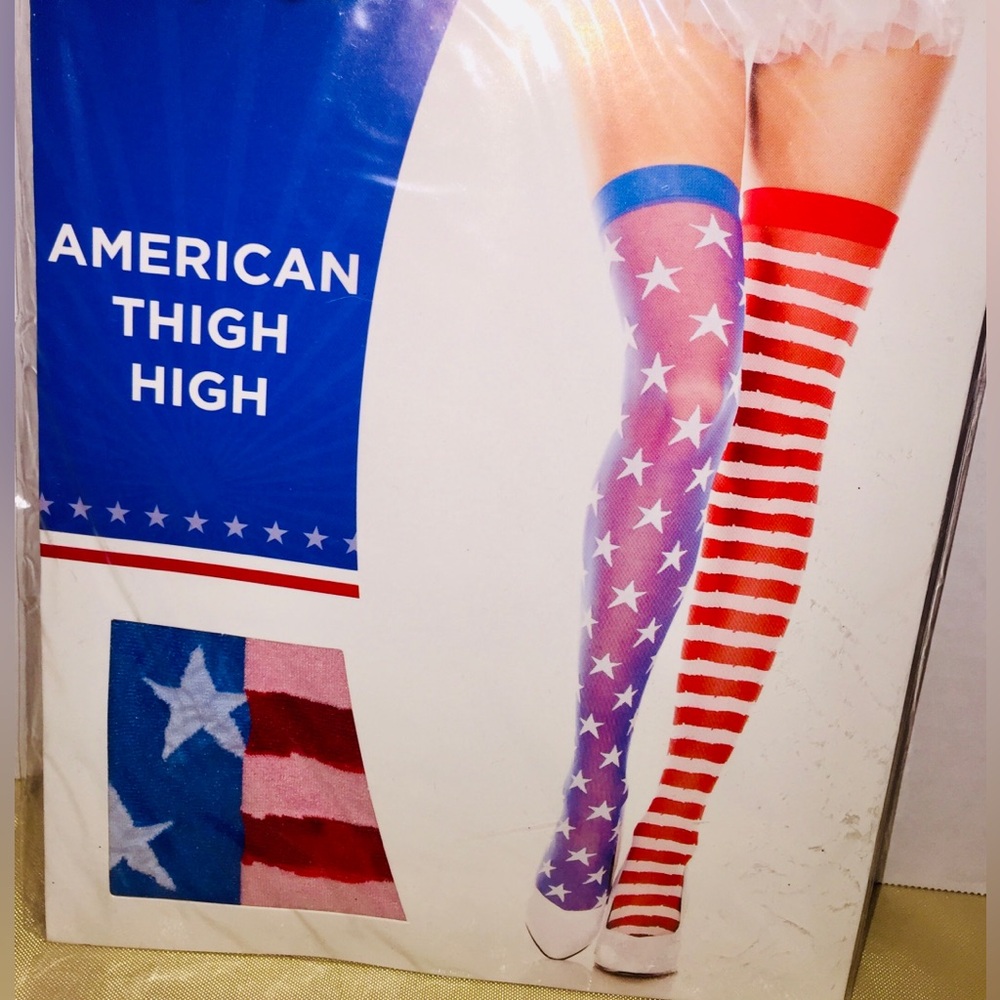 American ThighHigh Socks Red White Blue Stars Stripes Usa 4July Indipendence Day